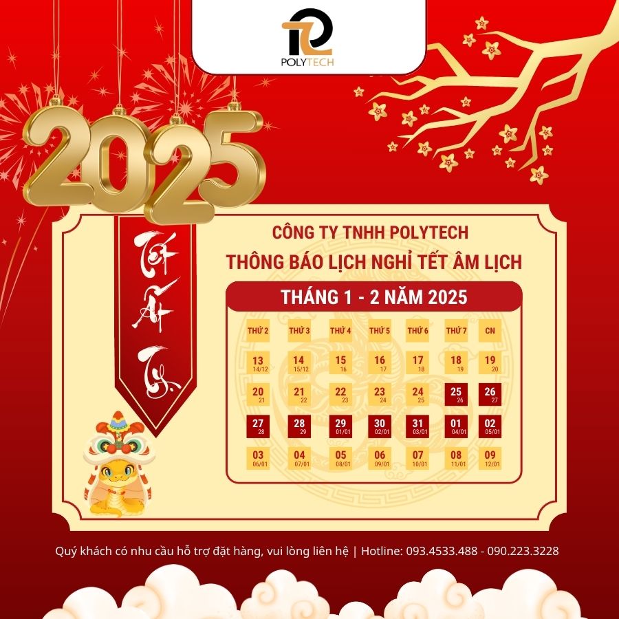 [THÔNG BÁO LỊCH NGHỈ TẾT ÂM LỊCH 2025 - CÔNG TY TNHH POLYTECH]
