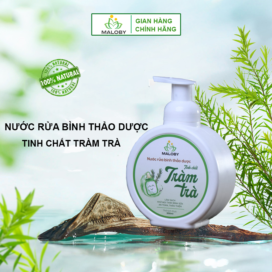 Nước rửa bình thảo dược cho bé tinh chất tràm trà Maloby